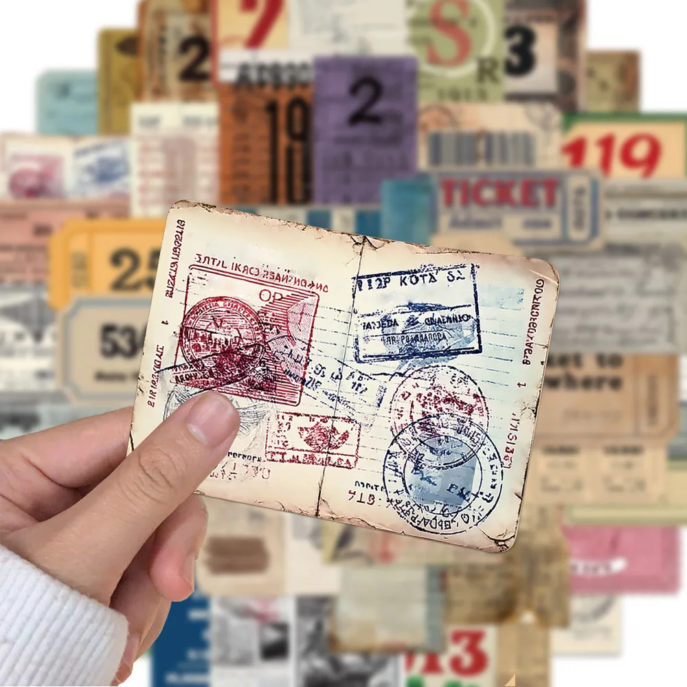 50PCS Creative Retro Design Stickers, Envelope Sealing Stickers, DIY Notebook, Water Cup, Glasses Box, Phone Stickers