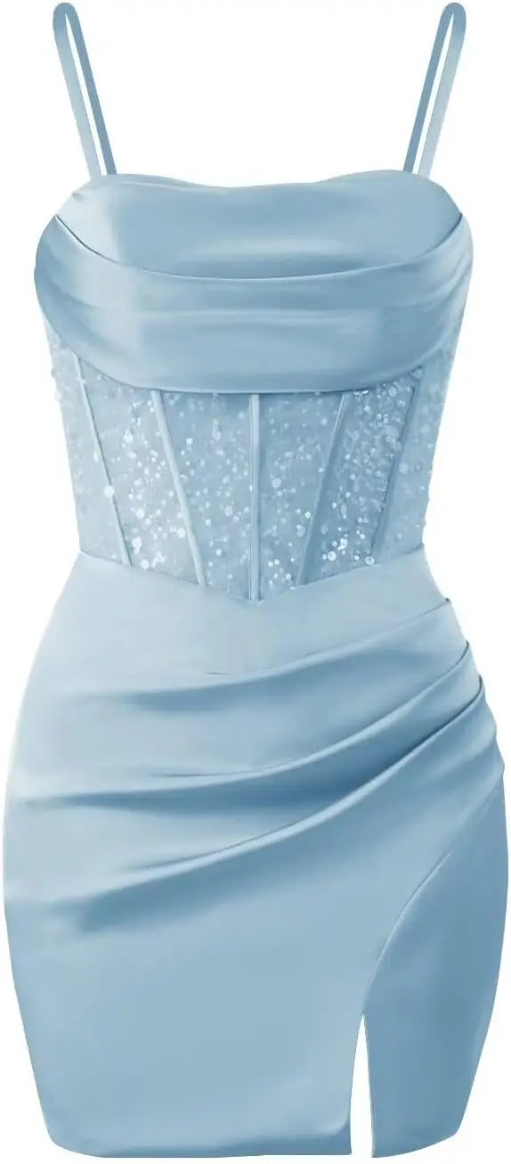 

Мини-платье для выпускного вечера, короткое атласное платье с блестками и пайетками для подростков, мини-платье-русалка для коктейльной вечеринки, нарядное платье для торжественных мероприятий