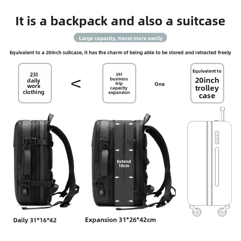Backpack Large Capacity Business Travel Luggage Casual Expandable Multifunctional Computer Backpack 5