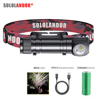 1PC SOLOLANDOR HD30B USB Type C Rechargeable Headlamp 18650 Super Bright LED Torch 1200lm Headlight with Indicator Magnetic Tail