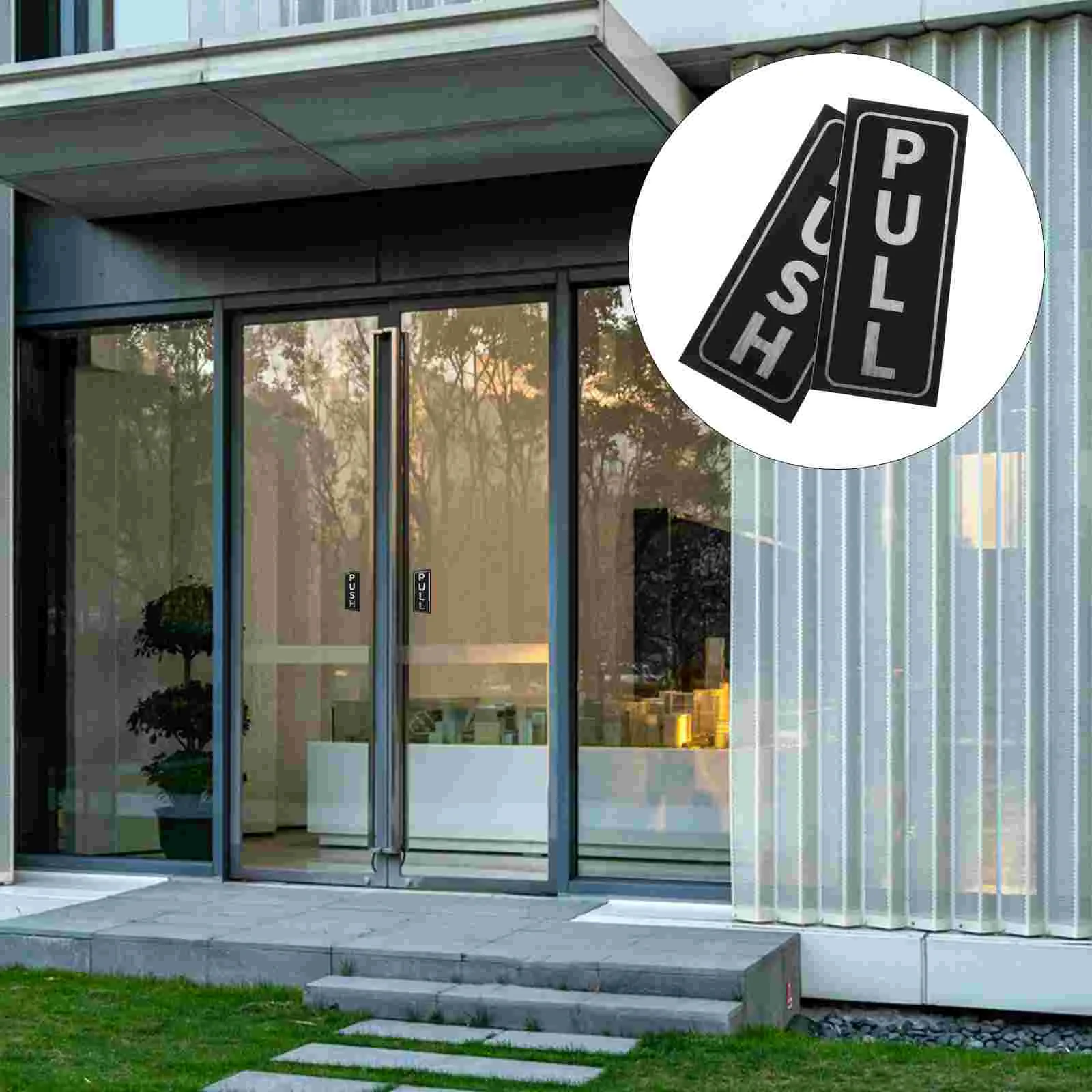 2 Pcs Sliding Door Stickers Glass Sign Instruction Pvc Push and Pull Signs for Doors