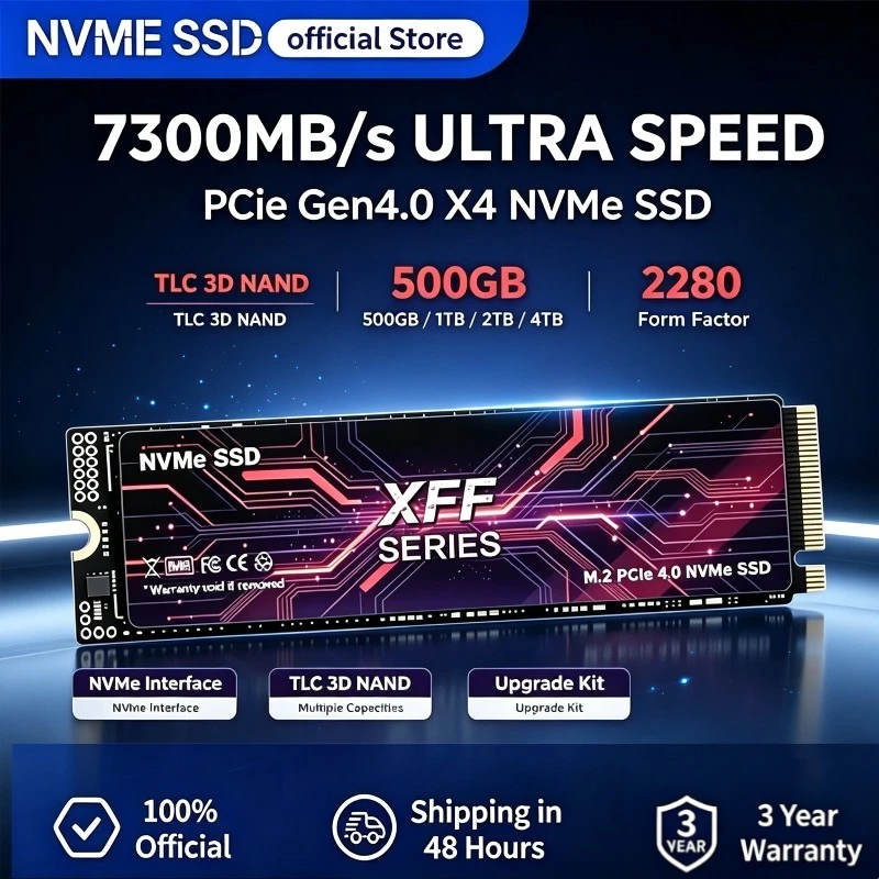 Original XFF 500GB 1TB 2TB M2 NVME PCIe 4.0 NVMe Hard Disk M.2 Internal Solid State Drive HDD Hard Disk for PS5 Desktop Laptop