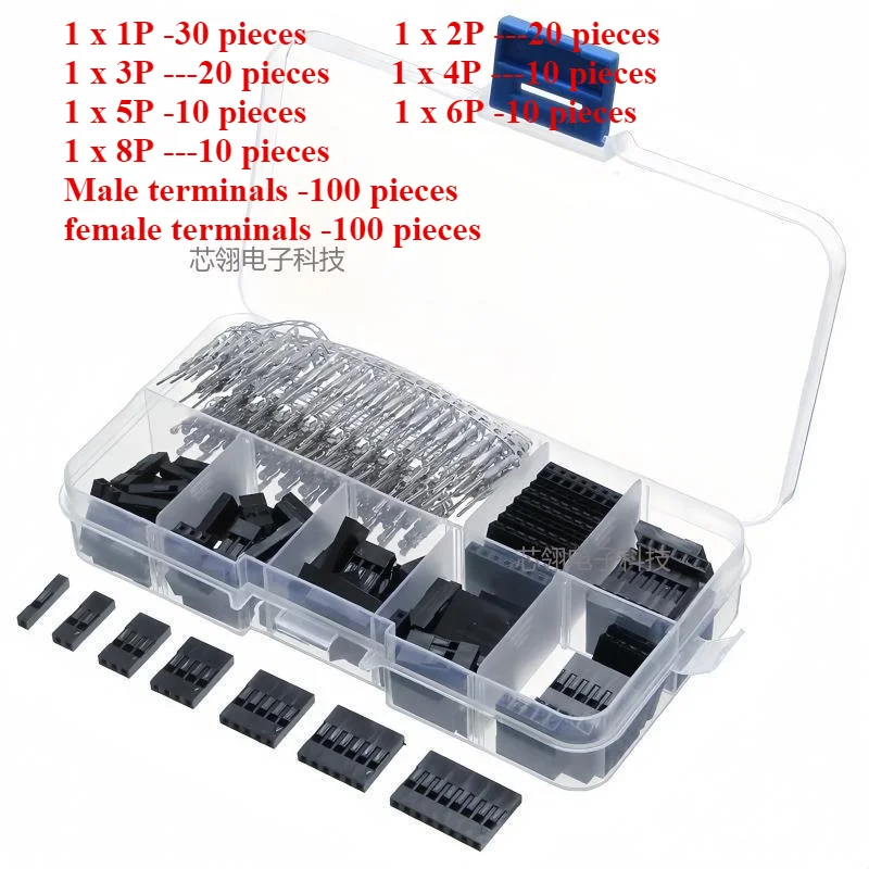 2.54MM DuPont Wire Jumper Connector, Plastic Shell Connector Housing with Terminals 310PCS/Box