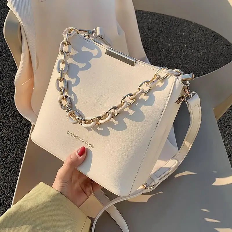 Fashionable Women's Bucket Bag Chain Handle Shoulder Crossbody Bag Stylish Versatile Handbag JIFANPAUL Brand Summer 2024
