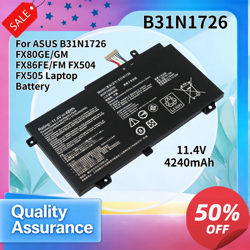 4240mAh Compatible with ASUS B31N1726 FX80GE/GM FX86FE/FM FX504 FX505 Laptop Battery