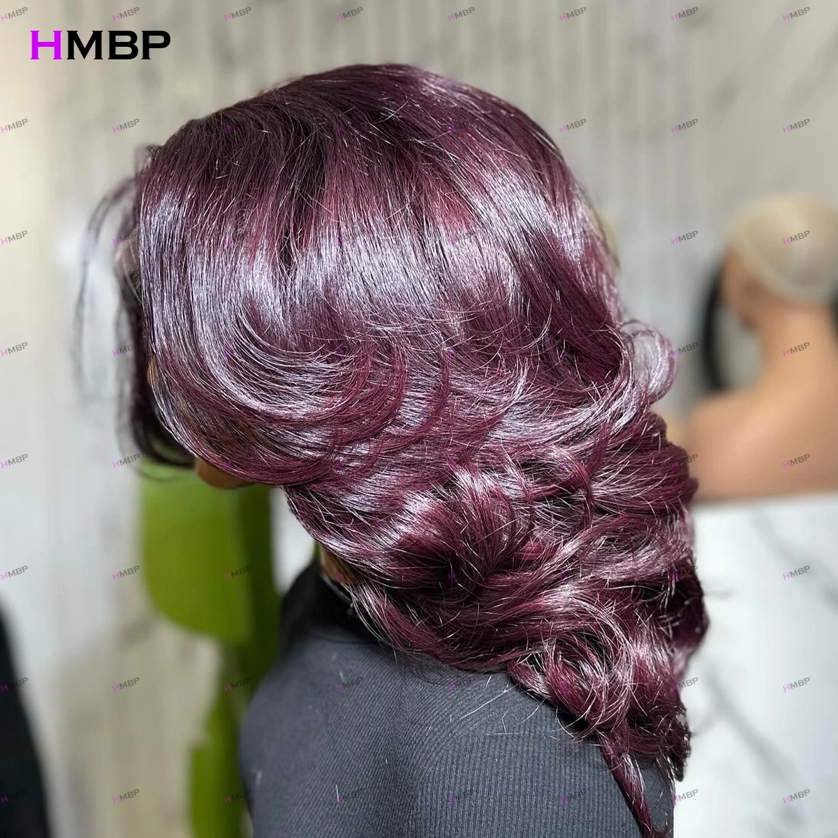 Bouncy Curly Purple Color 360/13×6 HD Lace Frontal Wig Glueless Lace Front Wig Human Hair Ready To Go Preplucked Human Hair HMBP