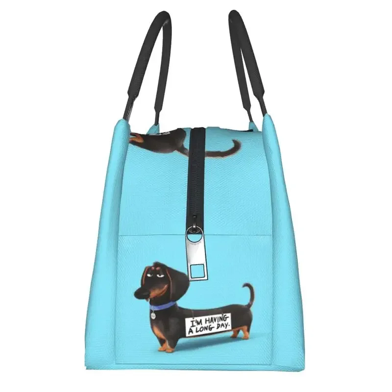 Dachshund Dog Thermal Insulated Lunch Bags Women Sausage Wiener Badger Portable Lunch Container for Work Travel Meal Food Box