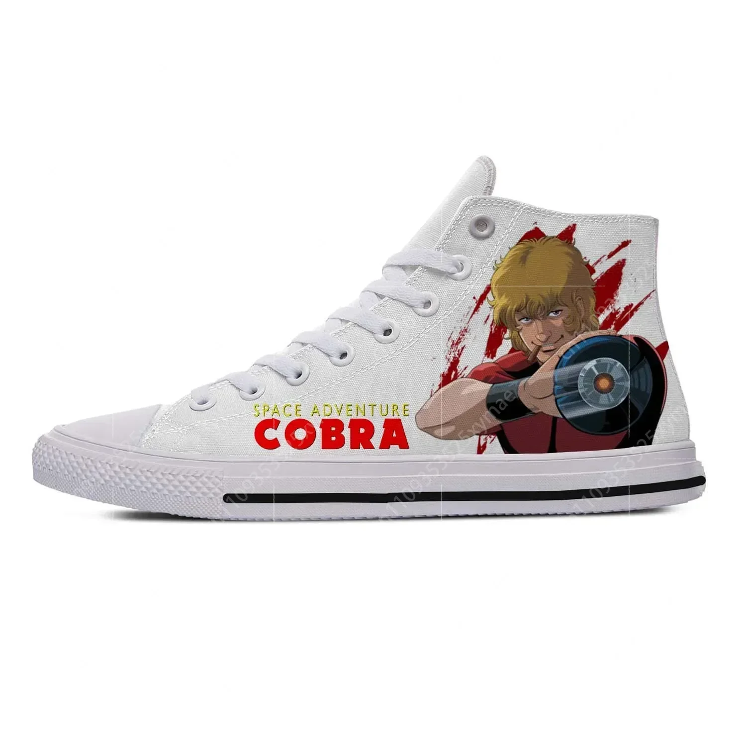 Zapatillas de deporte de caña alta con estampado de anime Cobra Space Adventure para hombre y mujer, zapatos informales para adolescentes, zapatos para correr de lona, ​​zapatos ligeros con estampado 3D