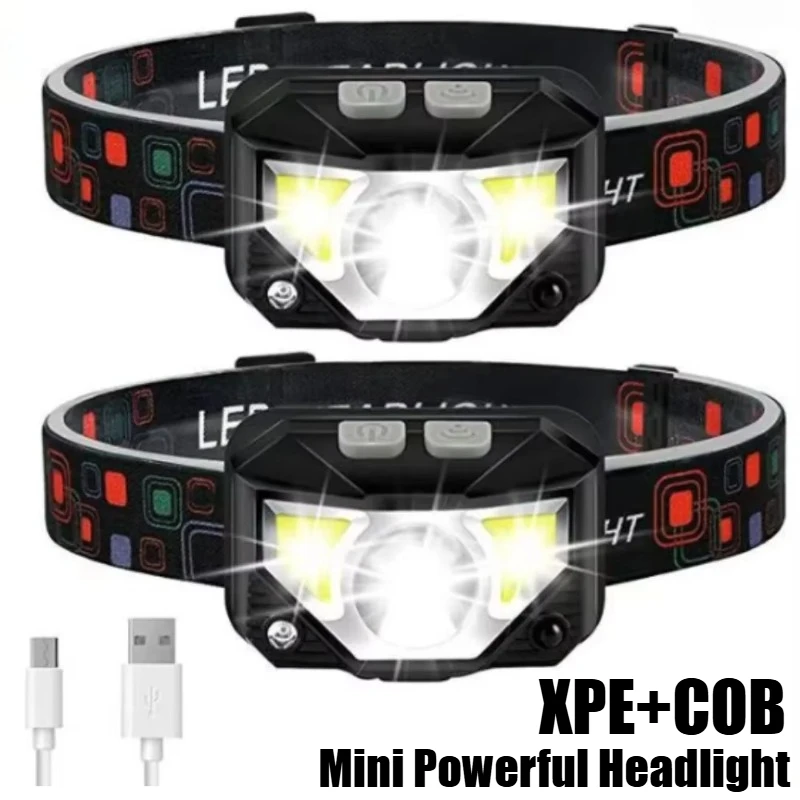 

Powerful XPE+COB LED Headlamp 8 Modes Handfress Motion Sensor Headlight USB Rechargeable Flashlight Camping Fishing Head Torch