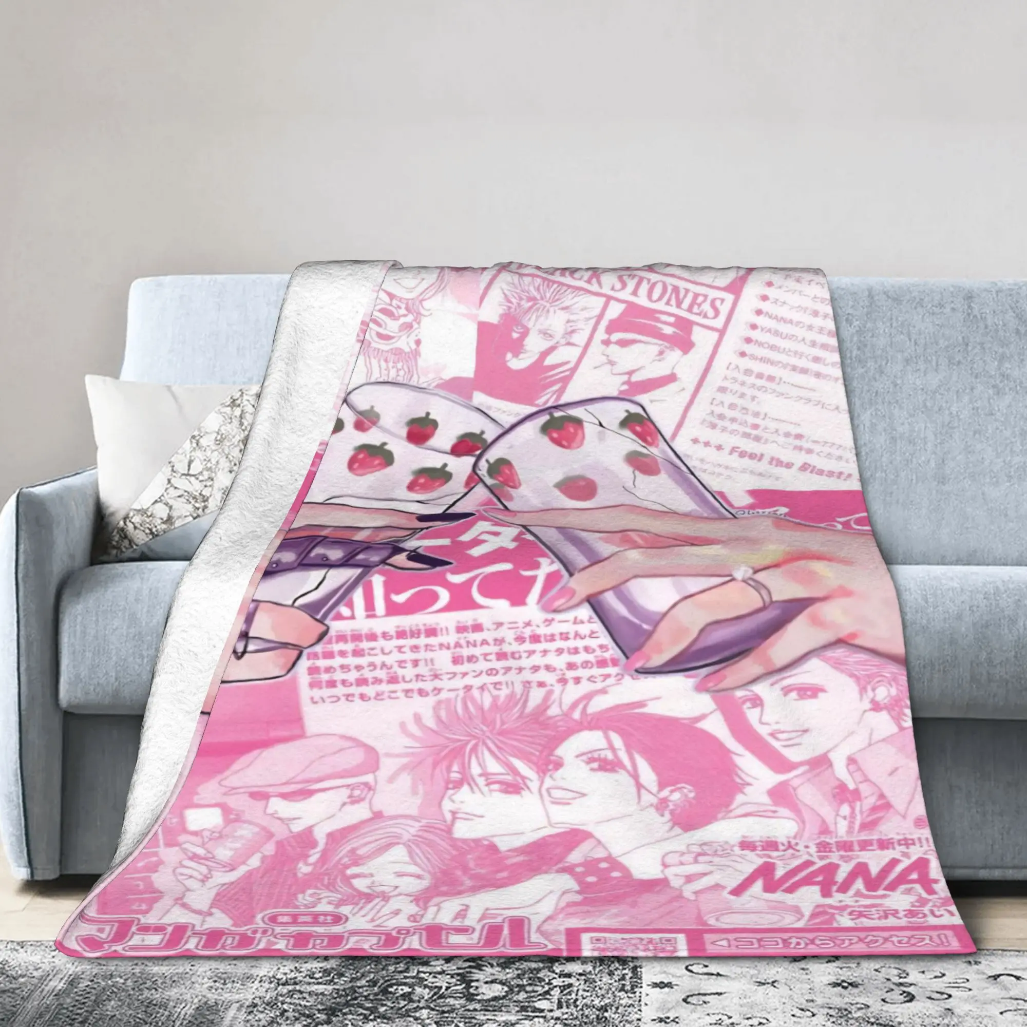 Nana Hachi  Manga Flannel Blankets Anime Awesome Throw Blankets for  Sofa Bedding Lounge 125*100cm Plush Thin Quilt