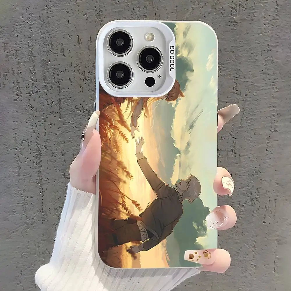 애니메이션 스파이스와 늑대 아이폰 케이스 (아이폰 17, 16, 15, 14, 13, 12, 11, Pro, XS, Max, Plus, Mini, SE 호환) 화이트 캔디 무광 충격 방지 커버