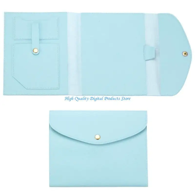 U2JE Light Weight Triple-Fold PU Notebook Cover Waterproof PU Leather With Storage Pockets and Button Closure for Note Taking