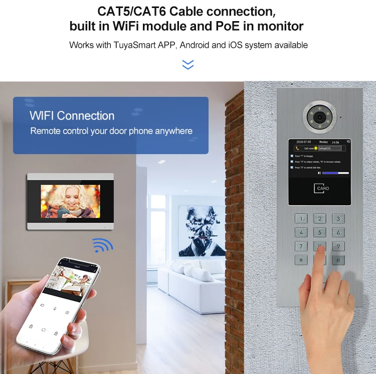 Bcomtech Hotsell Wifi TUYA Smart Visual Remote Video Doorbell System