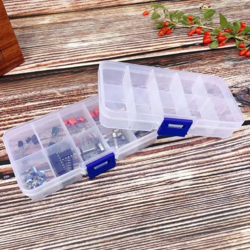 Greener 10 Grids Transparent Plastic Screw Storage Organizer Compartment Adjustable Container Box Jewelry Button Rectangle Case