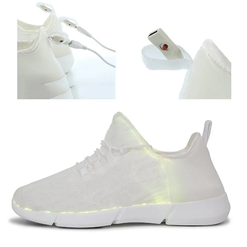 Spring Boy Luminous Glowing Sneakers Men Women Girl Kids LED Light Shoes Children Flashing Adults USB Recharge Fiber Optic Shoes