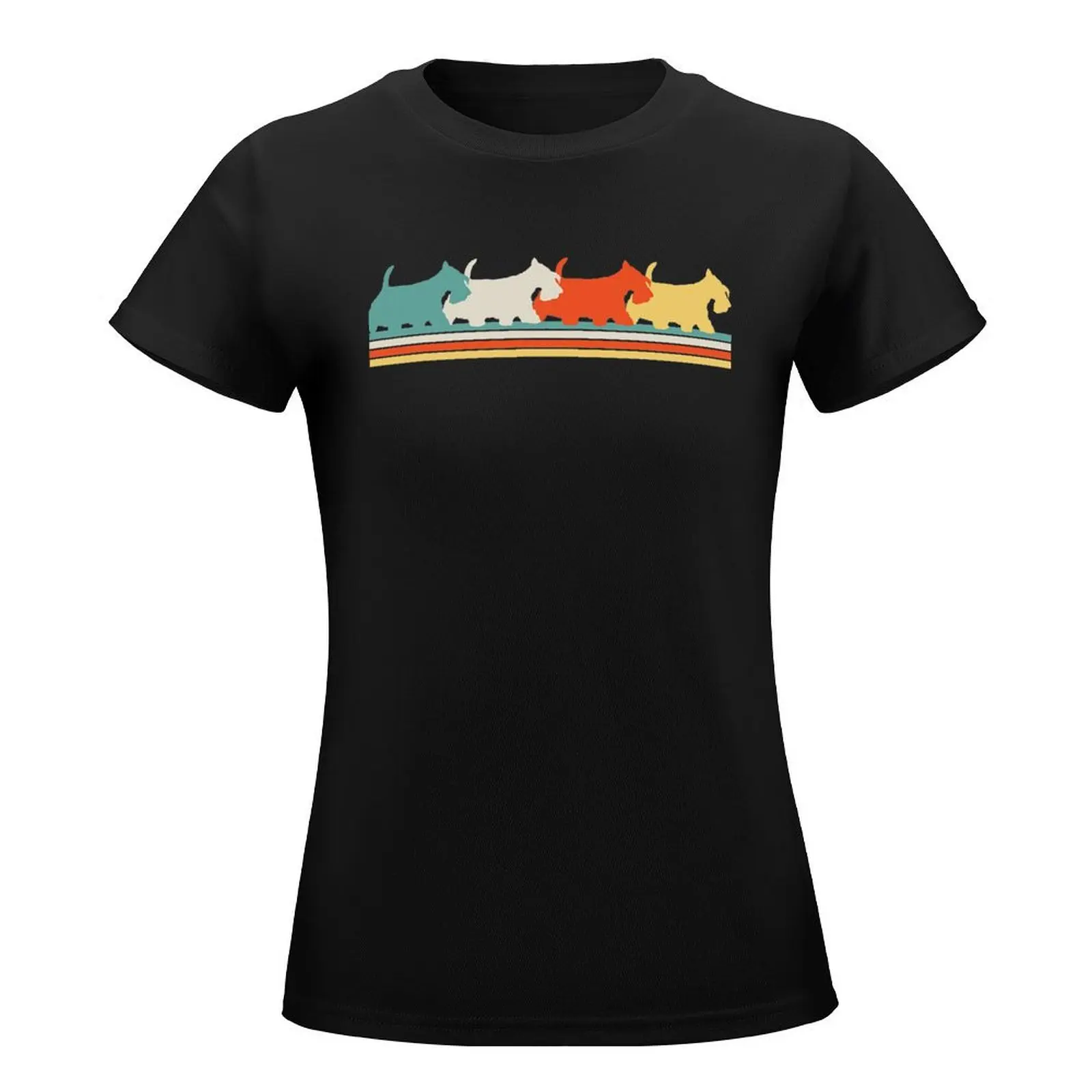 Scottish Terrier Dog Retro T-Shirt Blouse lady clothes vintage clothes oversized Woman fashion