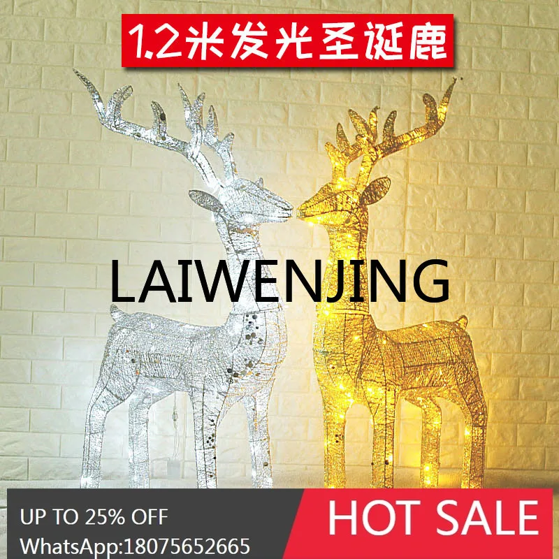 Christmas decoration 1.2 meters wrought iron shape deer pulling cart luminous large hotel decoration shopping mall props withLED