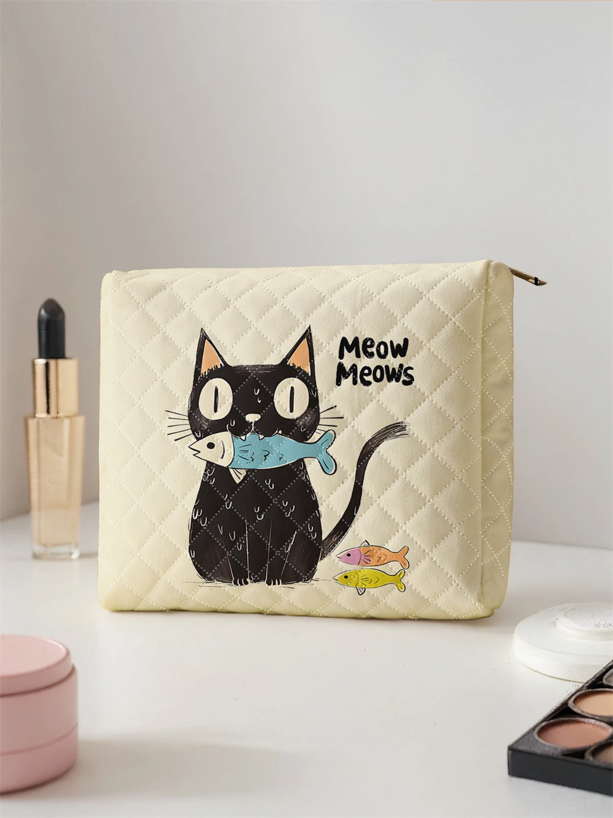 1 Juego de bolsa de maquillaje portátil, diseño de gran capacidad, fácil acomodar sus cosméticos, liviana y portátil para guardar cosméticos