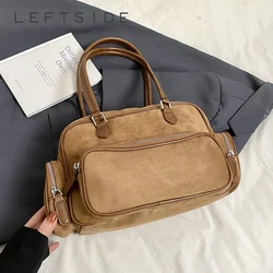 LEFTSIDE Small PU Leather Shoulder Bags for Women 2024 Y2K New Luxury Fashion Designer Trend Female Tote Bag Lady Handbags