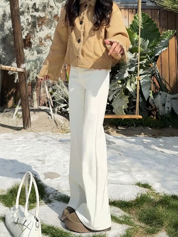 Jeans svasati a vita alta da donna foderati in Fce taglie forti che dimagriscono i fianchi che coprono pantaloni in denim casual con campana elastica