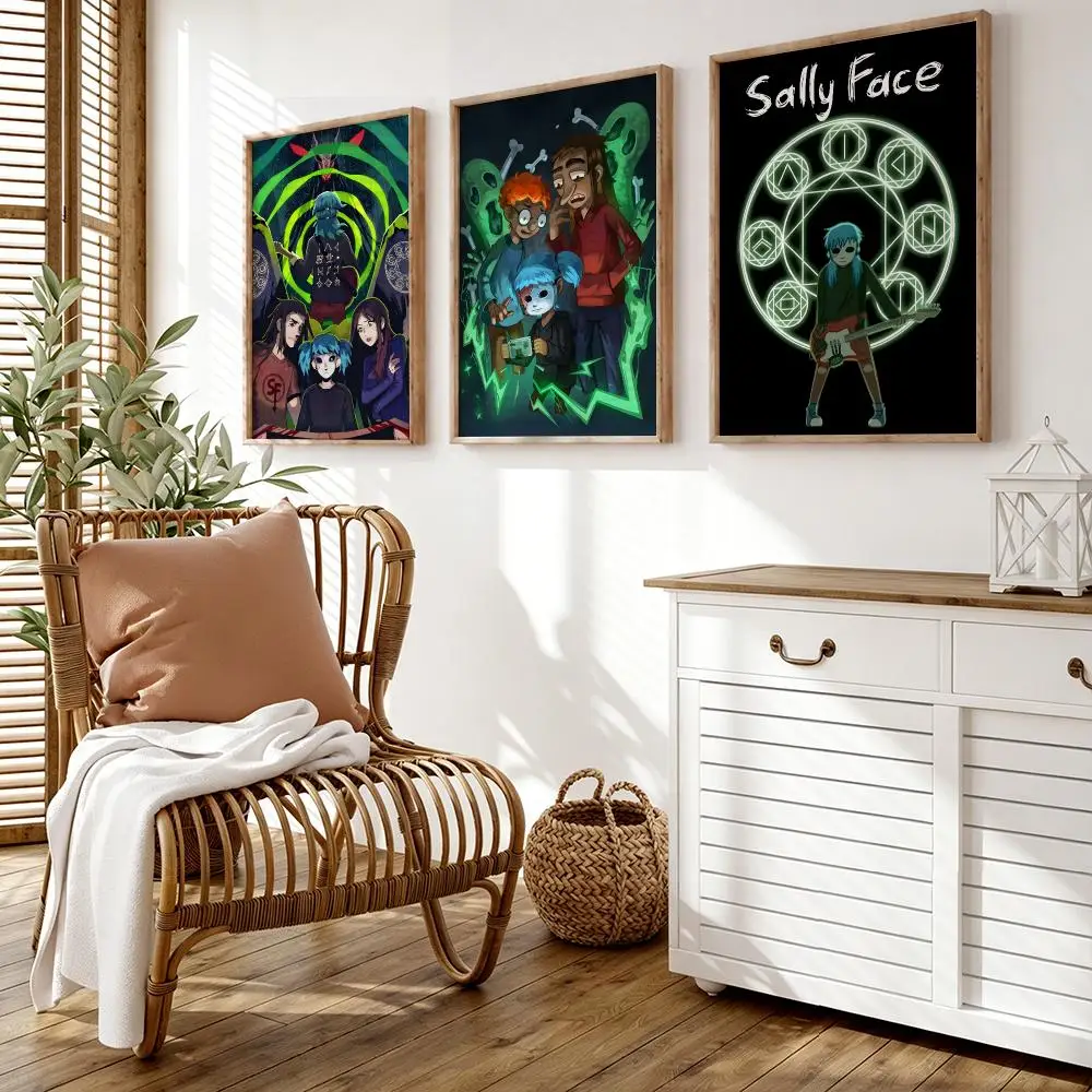 Game S-Sally Face Poster Wall Stickers HD Painting Self Adhesive Art Decals for Bedroom Living Room Home Decor