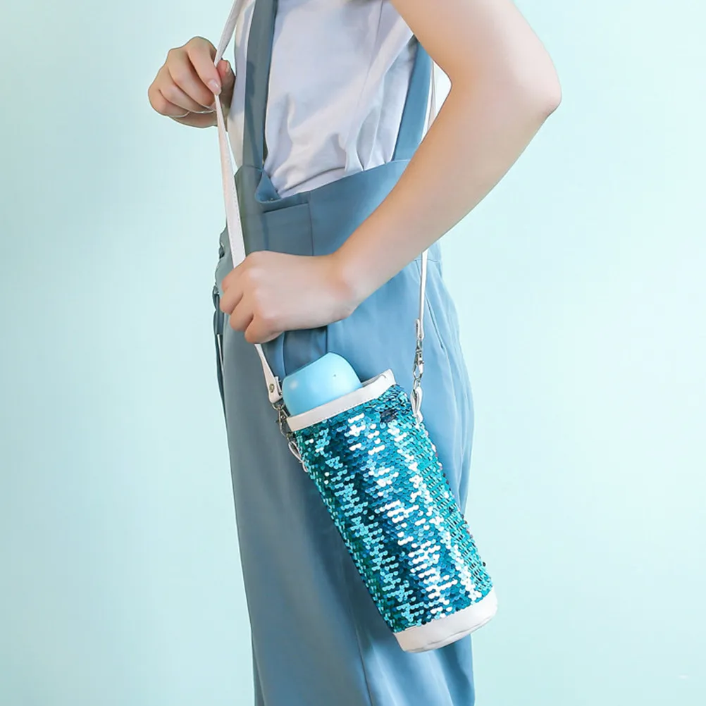 

Блестящая сумка-пенал с пайетками и регулируемым ремешком, чехол для термоса, органайзер для канцелярских принадлежностей, для студентов