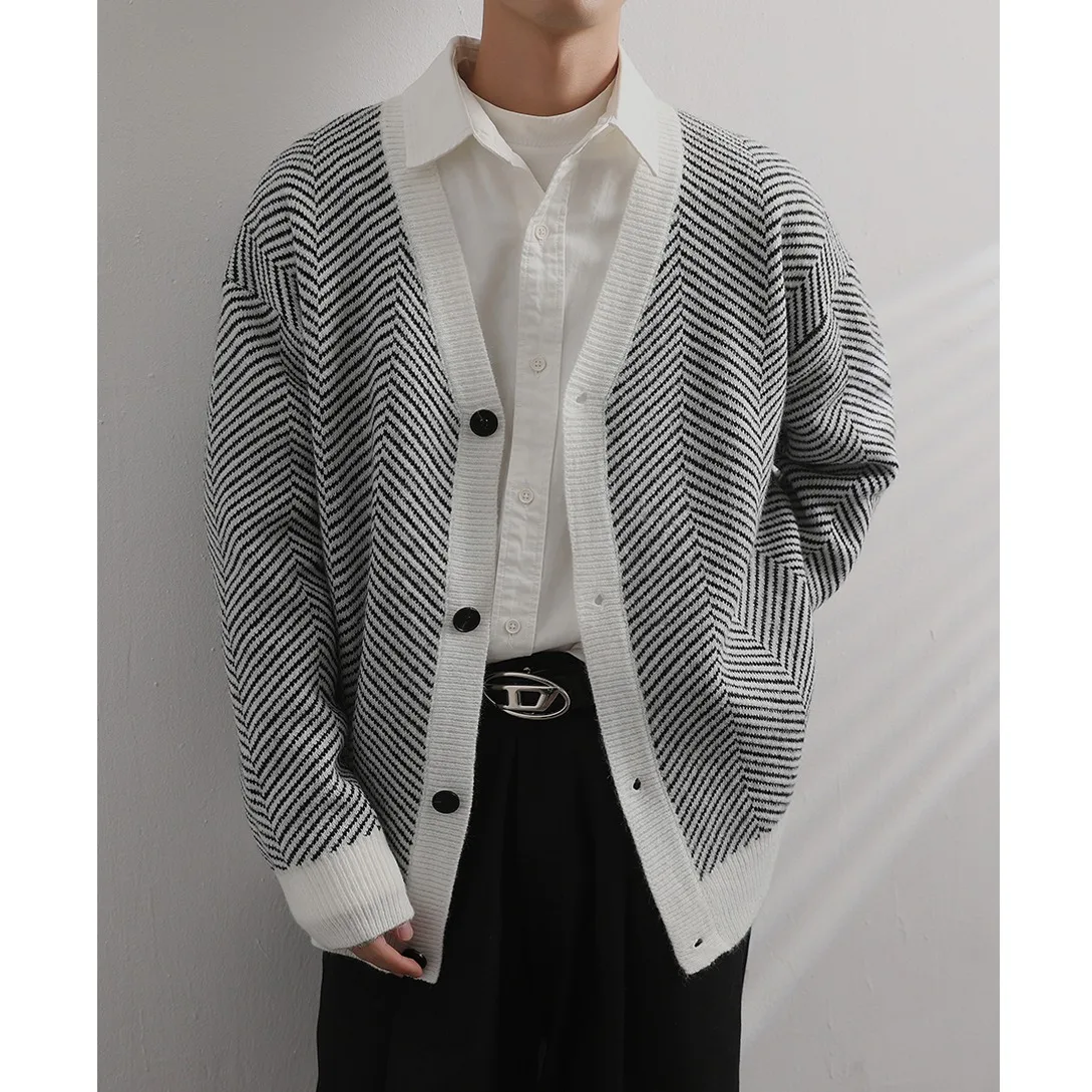 

Мужской кардиган Cleanfit в корейском стиле с V-образным вырезом, трикотажный, антипиллинговый, зимний, повседневный, из полиэфирного волокна, для пар