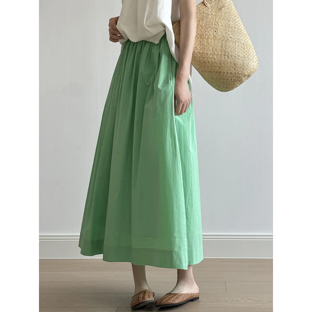 Women Clothes Korean Gentle Temperament Skirt 2024 Summer New Fashion Casual Loose Girl High Waist Simple All Matching Skirt