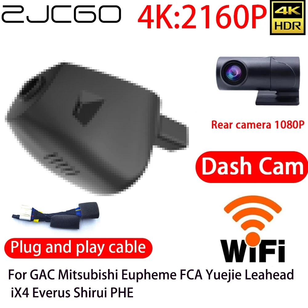 ZJCGO 4K DVR Dash Cam Wifi Front Rear Camera 24h Monitor For GAC Mitsubishi Eupheme FCA Yuejie Leahead iX4 Everus Shirui PHEV