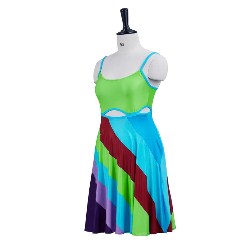 Girls Women 13 Going on 30 Dress Jenna Rink Halloween Costume Multicolor Cut Out Dress Outfit