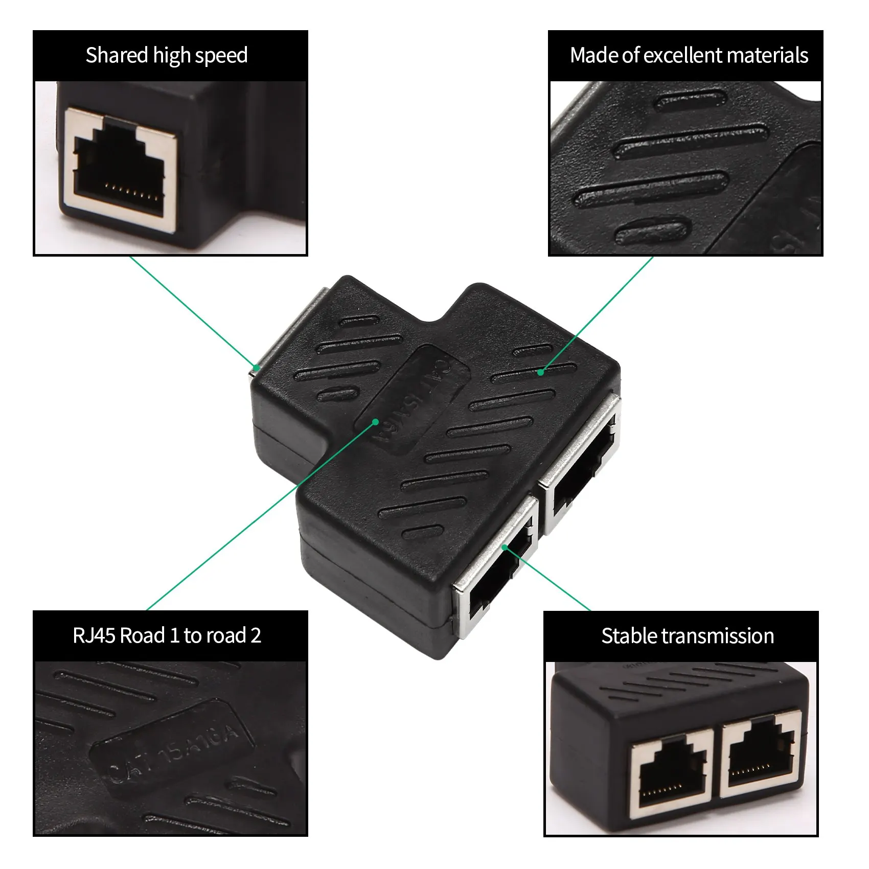 

A10I 2 Port RJ45 Splitter Adapter LAN Network Ethernet Extender Connector Plug Lot 1pcs