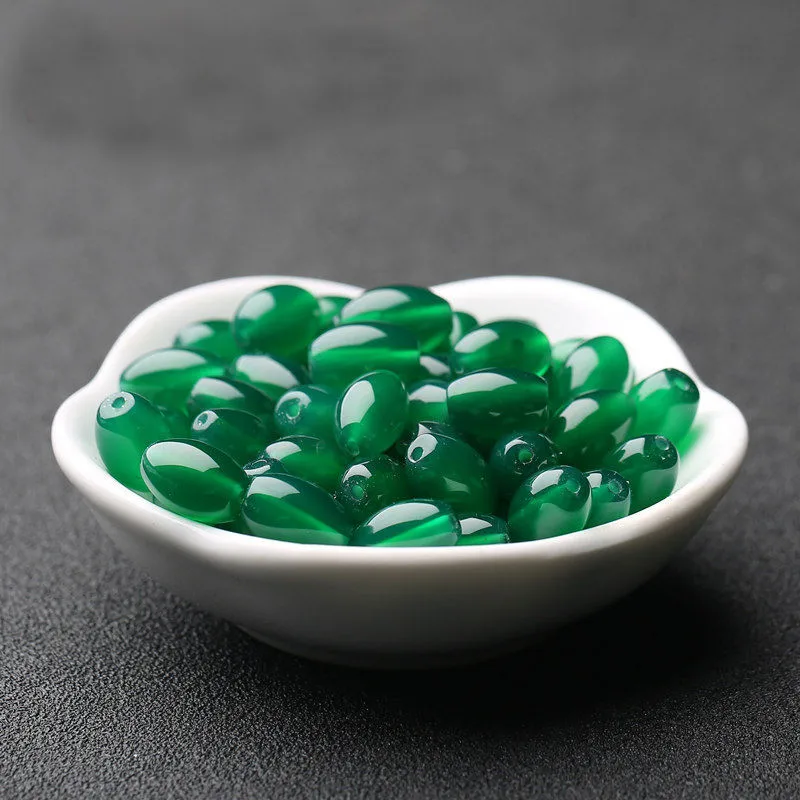 Green agate rice beads