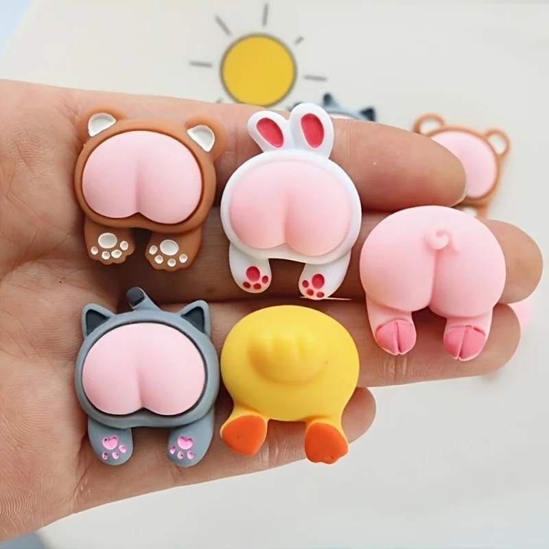 32/15 Pieces of Random Designs, Cute and Charming Cartoon-Style Car Ornaments, Cute Little Animal Butt Shapes, Car Dashboard Decorations, Phone Case Decorations, Multi-Purpose Decorations, Halloween and Christmas Gifts