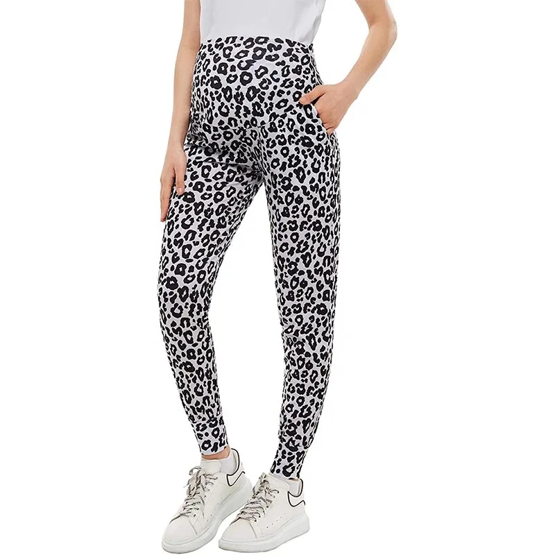 Maternity Yoga Pants Seamless Knitted Sports Pants Pregnant Women Moisture-wicking Quick-drying Breathable Belly Support Pants