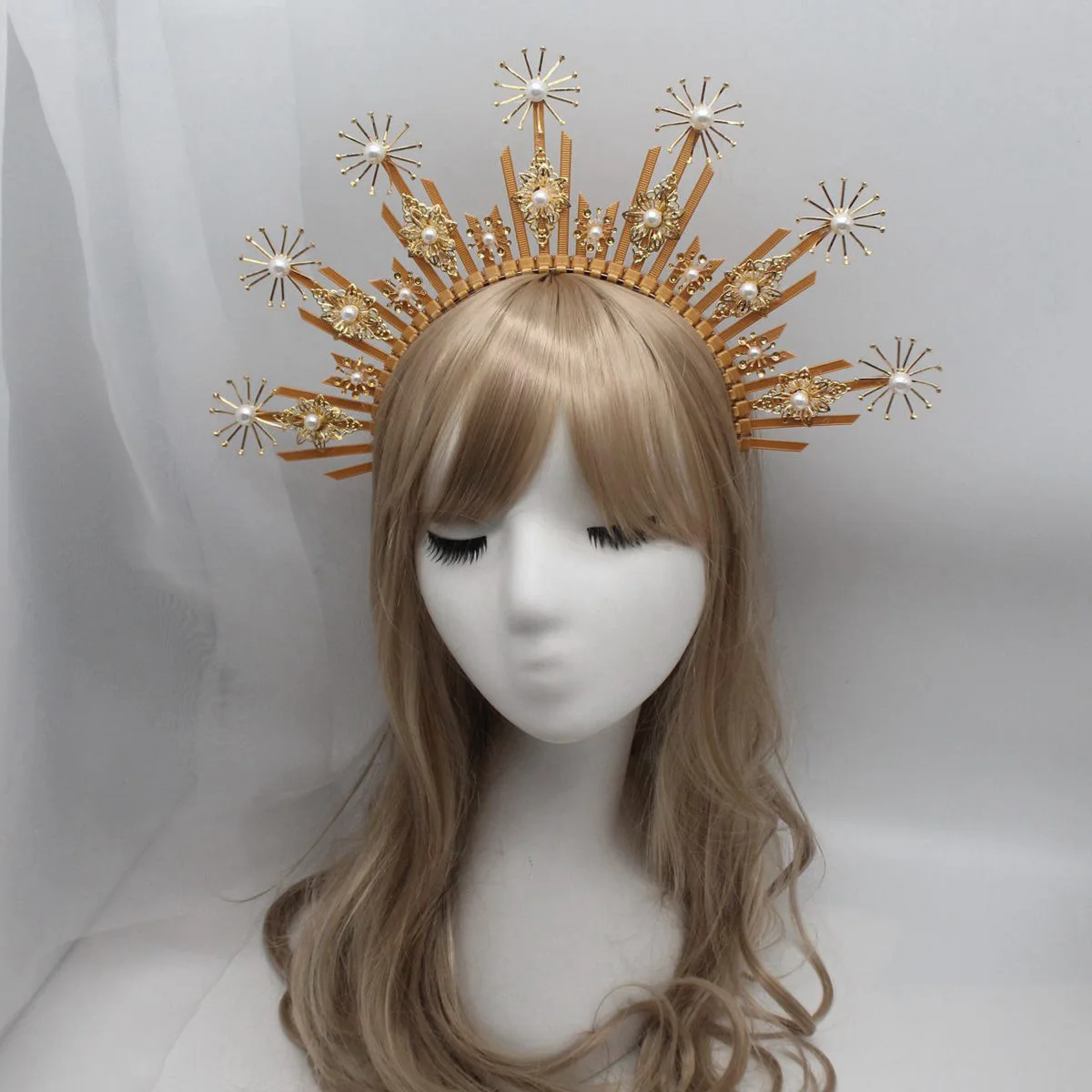 Sunburst Celestial Headband Star Sun Halo Goddess Crown Gold Halo Headpiece For Parties Birthdays Wedding Maternity Photoshot