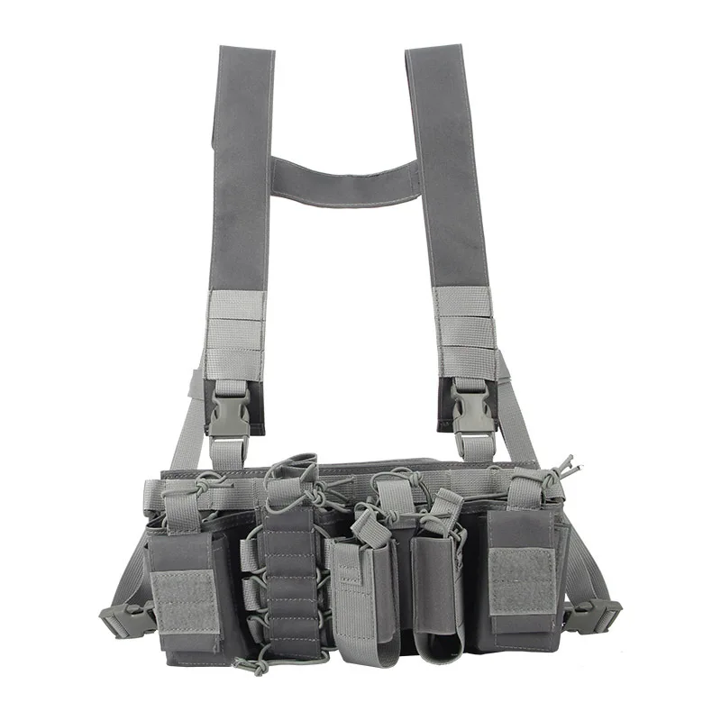 Tactical Chest Rig Vest W/Pouches, Adjustable Hunting Training, Shooting Airsoft Accessories, Vests for Cs Wargame