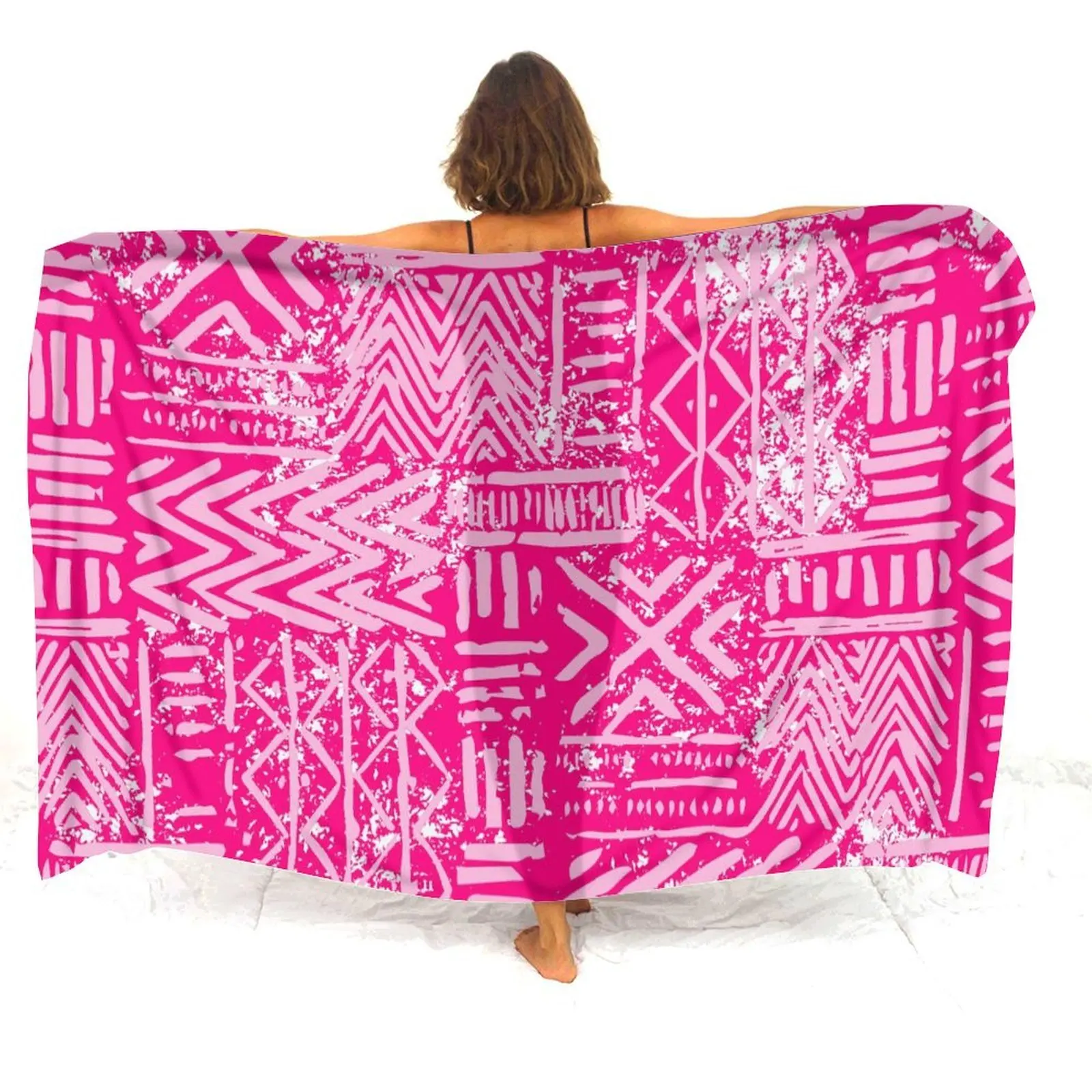 High-Quality Customizable Soft And Comfortable Fabric Summer Women'S Beach Essential Wrap-Around Shawl Polynesian Windproof Cape