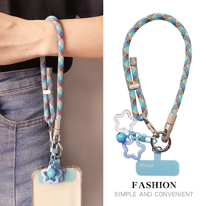 

Тканый ремешок на запястье с регулируемой пряжкой для мобильных телефонов, модный уличный ремешок с подвеской против потери для мужчин и женщин