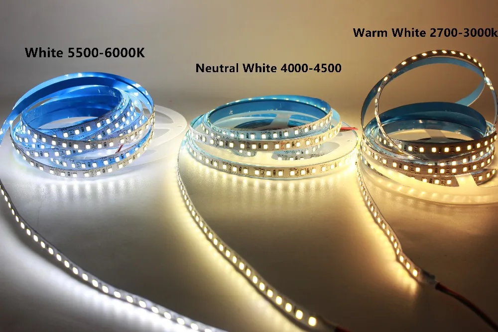 5V 12V 24V 5M 2835 3528 SMD 120leds/m 600Leds/5m 4000K neutralny biały ciepły biały elastyczny taśma LED oświetlenie nie wodoodporne