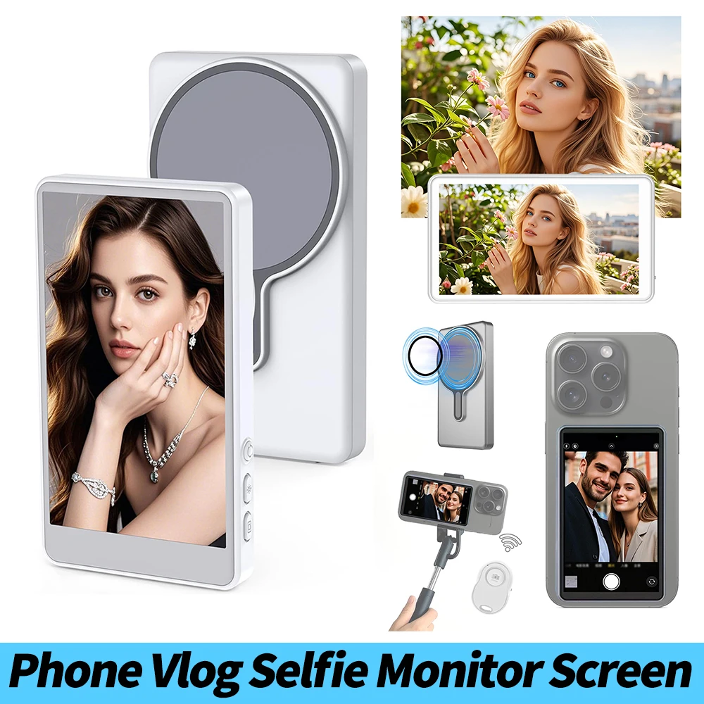 磁気電話-vlog-selfie-モニター画面ワイヤレス-selfie-モニター画面リアカメラモニター画面-android-iphone-用