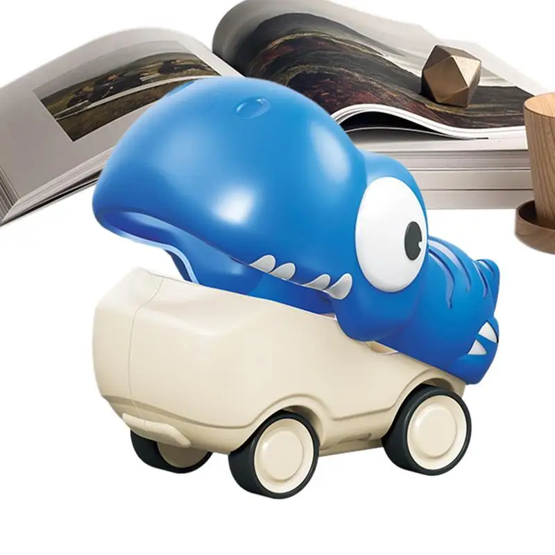 Press Car Toy Cartoon Push Vehicles Model Wear-resistant Fall-resistant Pull Back Simulation Dinosaur Vehicles For Kids Over 1