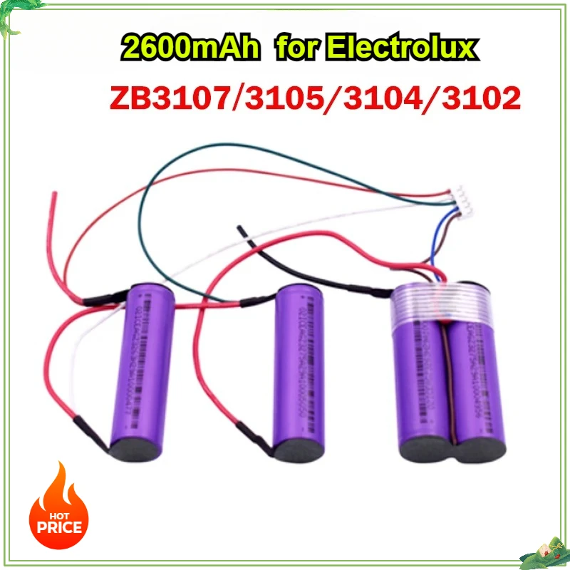 

New 14.4V 3200mAh/2600mAh Li-ion Battery Pack for Electrolux ZB3105 ZB3104 ZB3102 ZB3106AK ZB3107 Robot Vacuum Cleaner with Plug