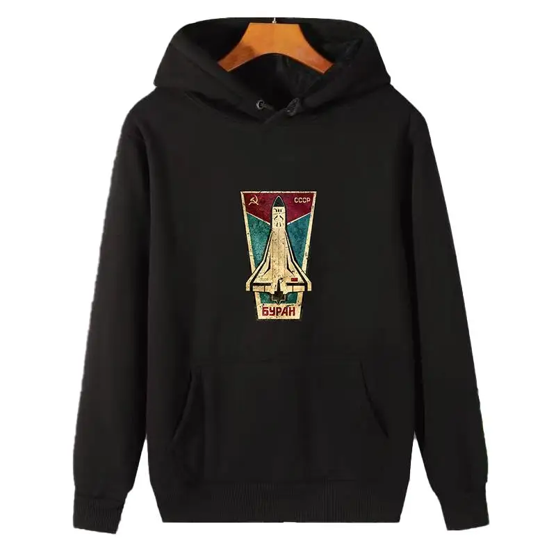 Russian Space Shuttle Cccp graphic Hooded sweatshirts winter thick sweater hoodie cotton essentials fleece hoodie Men's clothing