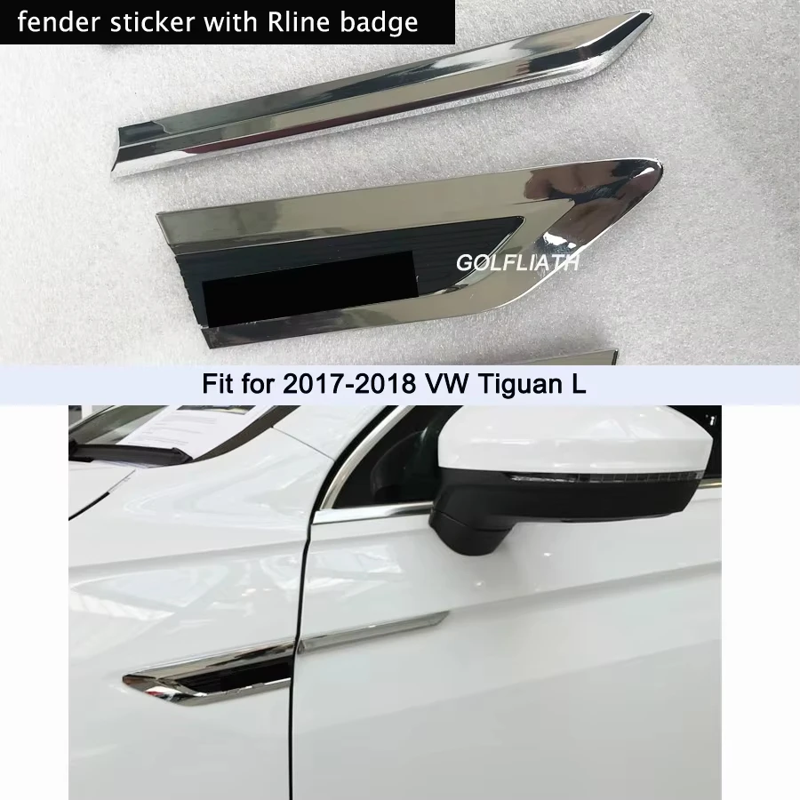 

1Pair Premium ABS Chromed 3D Rline Side Wing Badge Emblem Fender Car Sticker For Volkswagen Tiguan L 2017 2018