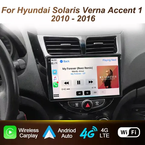 현대 솔라리스 베르나 엑센트 1 2010-2016용 안드로이드 15 카 라디오, 카플레이 멀티미디어 오토 플레이어 5G 스테레오 2Din DVD 헤드 유닛