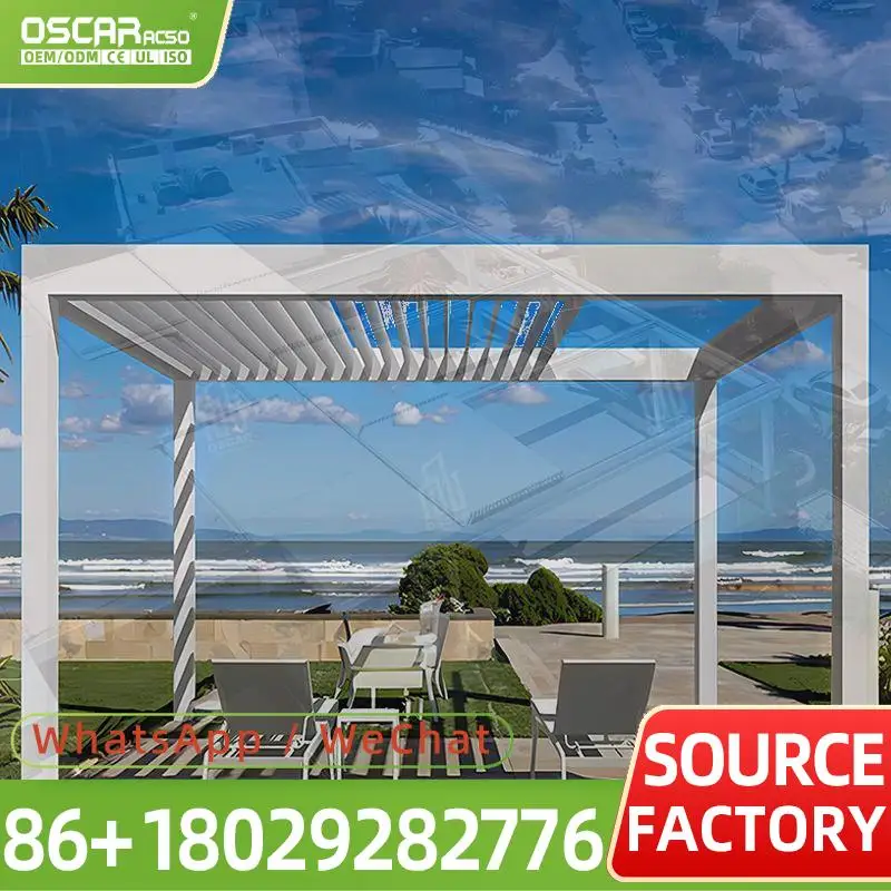 Motorized Slat Canopy 3x6 Outdoor Waterproof Bioclimatic Aluminum Pergola System for Terrace Garden Patio pergola