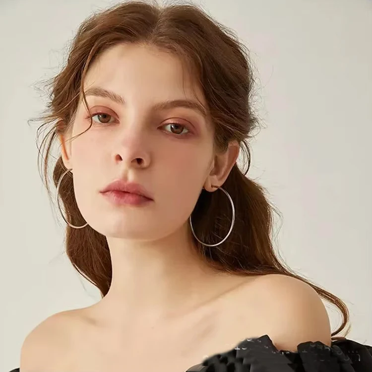 10pcs 5pair Fashion Stainless Steel Earrings Golden Silver Color Round Hoop Earrings Fashion Jewelry Base Earring for Women Gift
