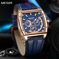 MEGIR Fashion Men Watch Chronograph Luxury Waterproof Military Wristwatch Leather Sport Quartz Date Week Clock Reloj Hombre 2204