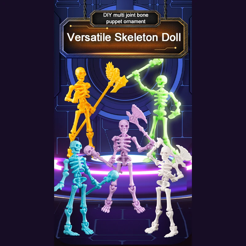 Creative Fun Skeleton Joint Movable Model Toys Cartoon Skeleton Man Ornaments Children's Puzzle Assembling Toy Birthday Gift