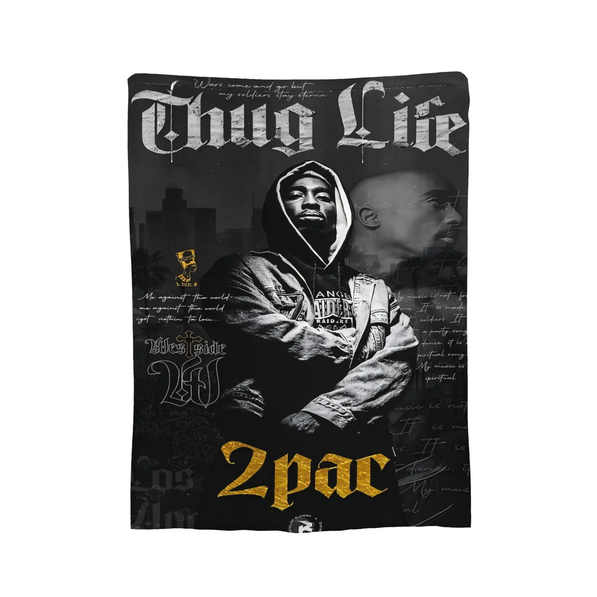 Thug Life Tribute: A Cozy, Iconic Blanket with Tupac Artwork and Urban Design, Perfect for Hip-Hop Legends Fans